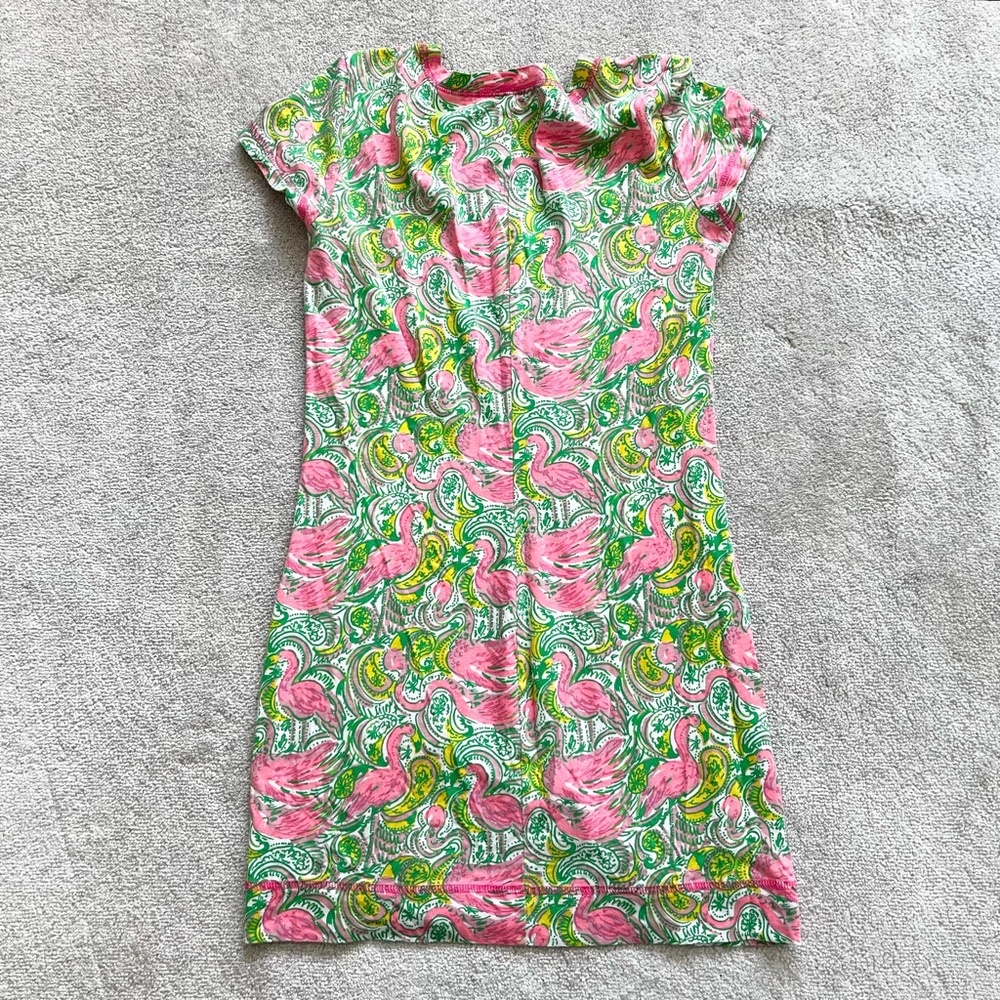 LILLY PULITZER BRITTON HENLEY DRESS SIZE SMALL FLAMINGO PRINT VACATION PRETTY - Picture 2 of 10